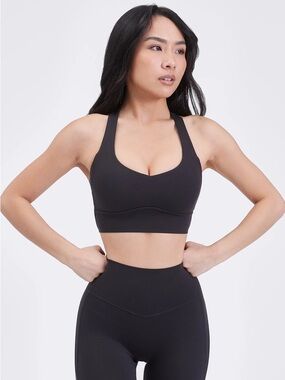BuffBunny Black Scoop Neck Sports Bra